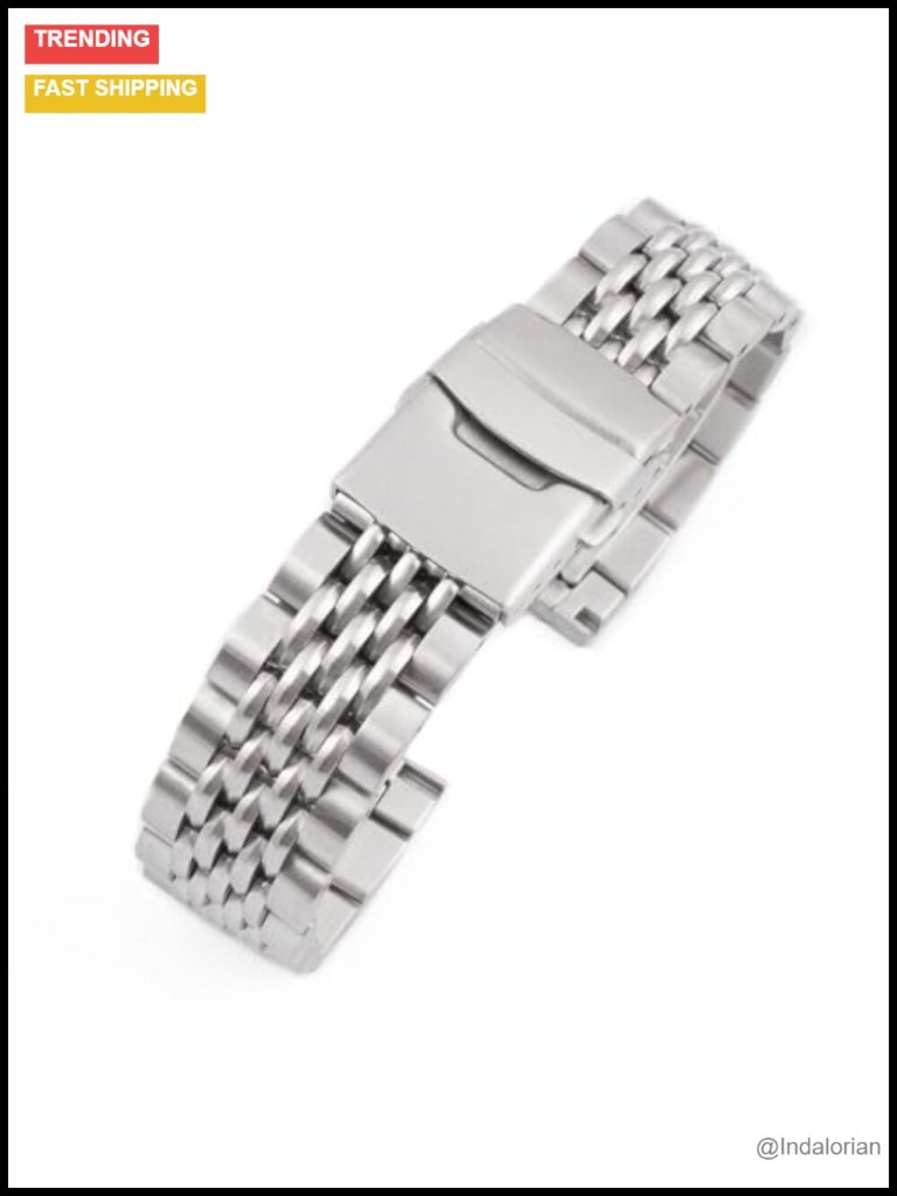 Stainless Steel Watch Bracelet, 20-22mm, Quick Release, Beads of Rice